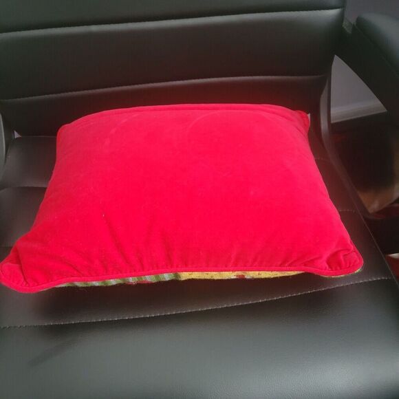 Christmas Holiday Needlepoint pillow red santa snowman candy cane present happy - Picture 10 of 12